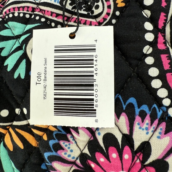 Vera Bradley Black Paisley Bandana Swirl Iconic Vera Tote Bag. New with tags - Picture 4 of 6